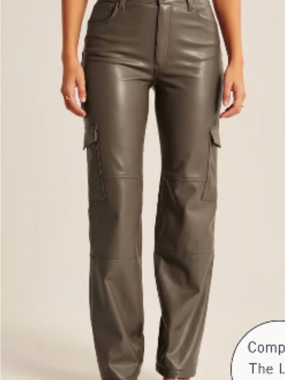 Abercrombie & Fitch Faux Leather Cargo Pants in Olive